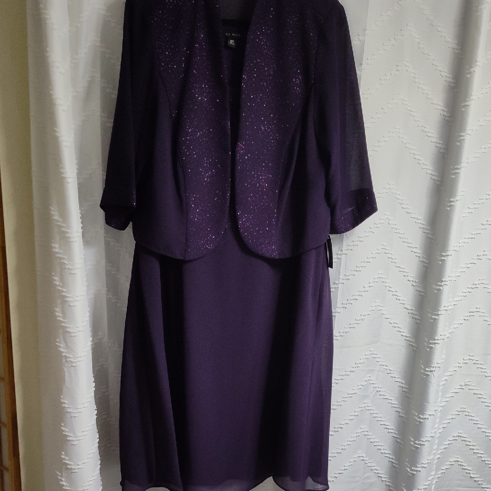 Elegant Purple Dress with Jacket Le Bos Size 20W